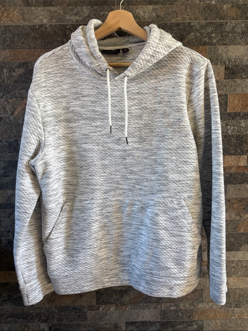 Marc Anthony Men’s Hooded Pullover Quilted Marbled Heather Gray Sz medium